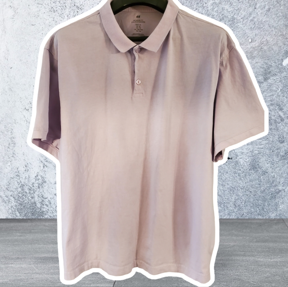 H&M Regular Fit Fine-knit Polo Shirt Size XL Lavender